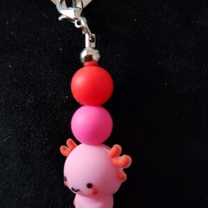 Adorable Pink and Red Axolotl Tumbler Charm